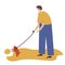 Man walking with a dog. Vector illustration for service of pet sitter, walker, vet clinic, pet care, hospital, dog shelter. Design