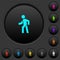 Man walking left dark push buttons with color icons