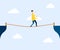 Man walking on rope walk way Vector illustration