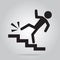 Man walking on stairs and injury, person injury illustration