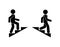 Man walking stairs, up and down movement icon, stickman on the steeds, isolated vector illustration