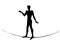 A man is walking on a tightrope. Vector drawing