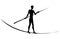 A man is walking on a tightrope. Vector drawing