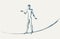 A man is walking on a tightrope. Vector drawing