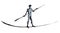 A man is walking on a tightrope. Vector drawing