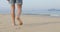 Man Walking To Water On Beach, Male Legs Closeup Back Rear View