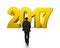 Man walking toward 2017 year