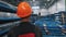 Man walking in the warehouse filled with packed plastic windows