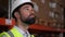 Man warehouse worker using tablet during inventory