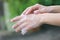 Man washing his hands with soap for sterile, Health and Global hand washing day concept