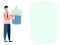 A man, a water delivery officer. Text bubble. In minimalist style. Cartoon flat Raster