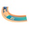 Man on water slide icon, cartoon style