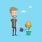 Man watering money flower vector illustration.