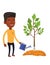 Man watering tree vector illustration.