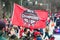 Man Waves Georgia National Championship Flag At UGA Victory Parade