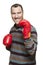 Man wearing boxing gloves smiling