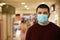 Man wearing disposable mask. Dangerous virus