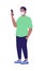 Man wearing face mask correctly semi flat color vector character