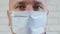 Man Wearing Face Mask Medical Protection Against Contamination with Coronavirus, medical Pandemic Danger