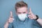 Man wearing FFP3 face mask respirator against flu