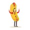 Man wearing hot dog costume, fast food snack character vector Illustration