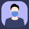 Man wearing hygienic mask to safety,vector flat illustration