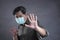 Man wearing mask to prevent coronavirus covid 19 pandemic