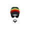 Man wearing rastafarian hat icon in flat style.