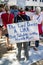 Man Wears Anti Trump Protest Sign at a Rally in Columbus, OH.