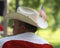 Man wears cowboy hat with American Flag at Tea Party Rally
