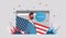 Man in web browser window celebrating 4th of july american independence day concept