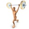 Man weight-lifting dumbell of money over head