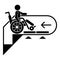 Man wheelchair down escalator icon, simple style