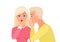 Man whispering gossip or secret rumors to woman. Gossiping secret people vector illustration.