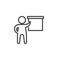 Man and whiteboard line icon