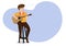 A man who plays the guitar sings and plays acoustic guitar Vector cartoon illustration