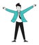 Man with widely open arms. Happy gesture. Success symbol