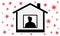 Man in window of house. Person stay at home, self-isolation. Coronavirus in outdoors. Vector illustration