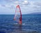 Man windsurfing off Pigeon Point, Tobago.
