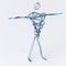 A man of wire, standing with his arms outstretched to the side, symbolizing personal space, playing sports, exercising