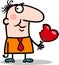 Man wit valentine hearth lollipop cartoon