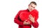 man witn big red heart. Valentine`s day. From the heart