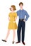 Man and woman of 60s, couple of 1960s years vector