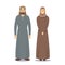 Man and Woman Arabic People. Bearded Arabian Male Character Dressed in Traditional National Costume and Girl in Hijab