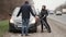 Man And Woman Arguing With Each Other After Car Bicycle Accident