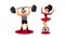 Man and Woman as Circus Artists and Acrobats Lifting Heavy Barbell and Balancing on Wheel Vector Set