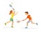 Man and woman badminton player