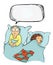 Man and woman in bed. Concept on the topic of insomnia, or erectile dysfunction, problems between the spouses. Vector