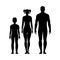 Man, woman, boy and girl. Human front side Silhouette. Isolated