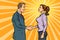 Man and woman businessman handshake